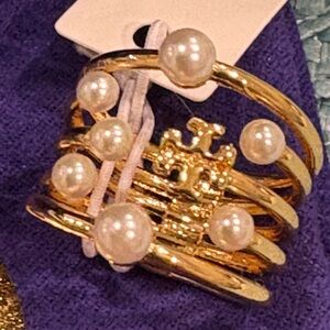 Tory Burch Women's Kira Pearl Ring Set